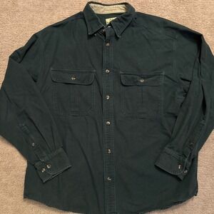 Cabela's Deerskin Soft Heavyweight Chamois Shirt Men's size L Green Long Sleeve